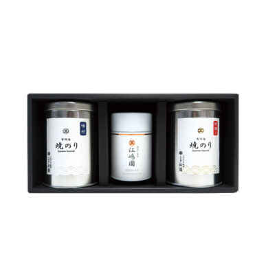 【品番:C-03】深蒸し煎茶 1缶・有明海産 海苔(小) 2缶セット